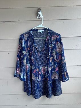 DR2 sheer paisley blouse Size S Boho Hippie Peasant